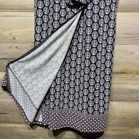 Talbots Faux Wrap Dress Womens Plus 1X Geometric Print Knee Length Stretch Knit - Picture 3 of 8